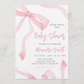 Minimalist Pink Bow Baby Shower Kaart (Voorkant)
