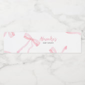 Minimalist Pink Bow Baby Shower Waterfles Etiket (Enkel label)