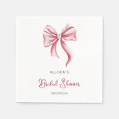 Minimalist Pink Bow Bridal Shower Servet (Voorkant)