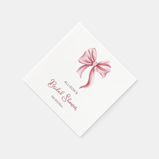 Minimalist Pink Bow Bridal Shower Servet (Hoek)