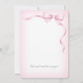 Minimalist Pink Bow First Birthday Invitation Kaart (Achterkant)