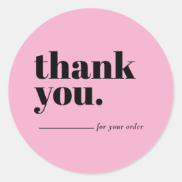 Minimalist Pink Business Customer Thank You Ronde Sticker