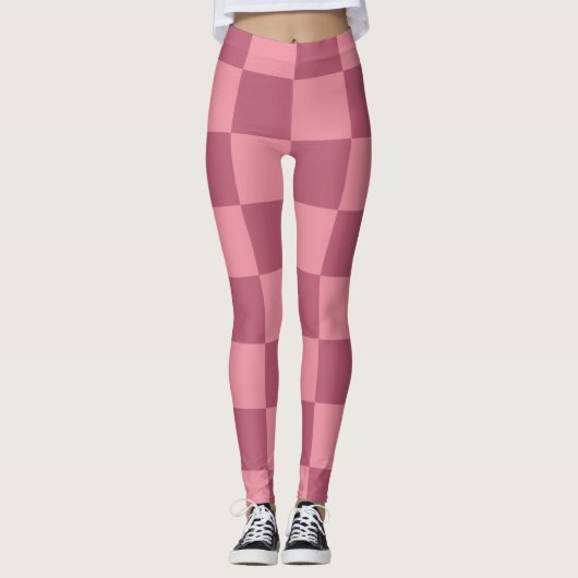 Minimalist Pink Checkerboard Pattern Leggings (Voorkant)