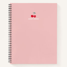 Minimalist Pink Cherry Icon Daily Notes Pink Notitieboek