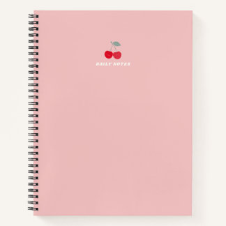 Minimalist Pink Cherry Icon Daily Notes Pink Notitieboek
