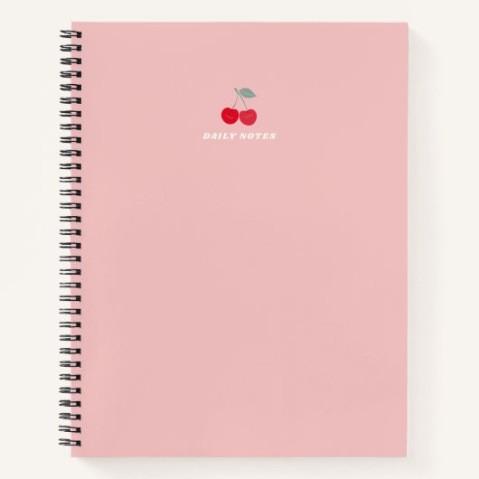 Minimalist Pink Cherry Icon Daily Notes Pink Notitieboek (Voorkant)
