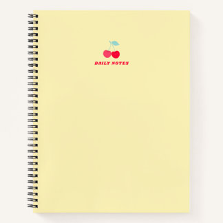 Minimalist Pink Cherry Icon Daily Notes Yellow Notitieboek
