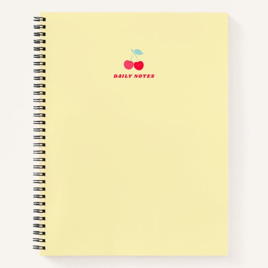 Minimalist Pink Cherry Icon Daily Notes Yellow Notitieboek (Voorkant)