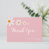 Minimalist Pink Daisy Flowers Girly Baby Shower Bedankkaart (Staand voorkant)