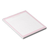 Minimalist Pink Gingham Monogram Lined Notitieblok (Schuin)