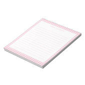 Minimalist Pink Gingham Monogram Lined Notitieblok (Linkerzijde)
