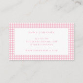 Minimalist Pink Gingham Plaid Visitekaartje (Achterkant)