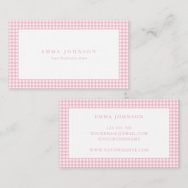 Minimalist Pink Gingham Plaid Visitekaartje