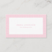 Minimalist Pink Gingham Plaid Visitekaartje (Voorkant)