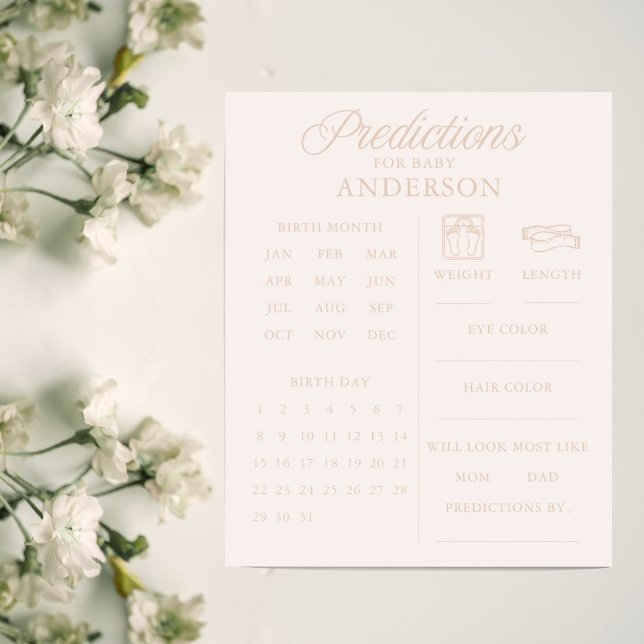 Minimalist Pink Girl Baby Shower Predictions Game (Creator heeft geüpload)