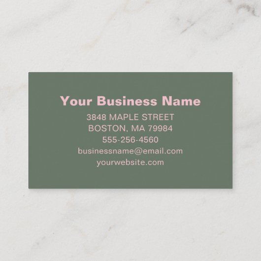 Minimalist Pink Green Aesthetic Personalized Bold Visitekaartje (Achterkant)