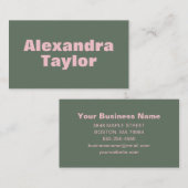 Minimalist Pink Green Aesthetic Personalized Bold Visitekaartje (Voorkant / Achterkant)