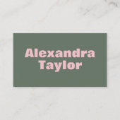 Minimalist Pink Green Aesthetic Personalized Bold Visitekaartje (Voorkant)