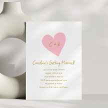 Minimalist Pink Heart Love Initialen Vrijgezellenf