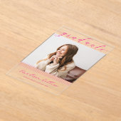 Minimalist Pink Lines Graduation Photo Acryl Uitnodigingen (Laagn)