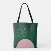 Minimalist Pink Moon with Birds Modern Art Tote Bag (Achterkant)