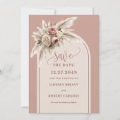 Minimalist Pink Pampas Grass Save the Date Invite Kaart (Voorkant)