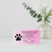 Minimalist Pink Pet Sitter Dog Walker Visitekaartje (Staand voorkant)