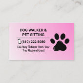 Minimalist Pink Pet Sitter Dog Walker Visitekaartje (Achterkant)