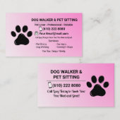 Minimalist Pink Pet Sitter Dog Walker Visitekaartje (Voorkant / Achterkant)