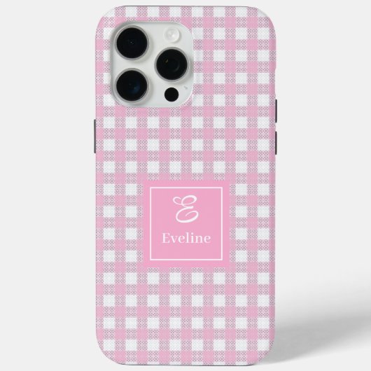 Minimalist Pink Plaid iPhone Case – Elegant Style (Achterkant)