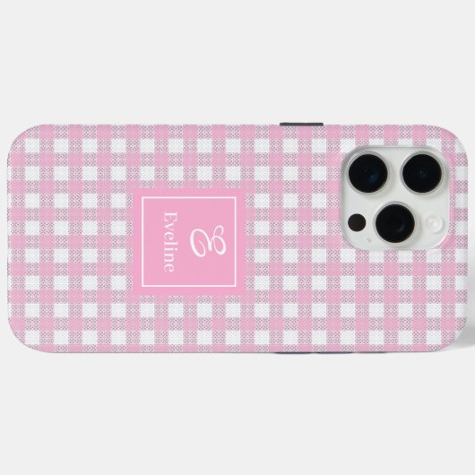 Minimalist Pink Plaid iPhone Case – Elegant Style (Achterkant (horizontaal))