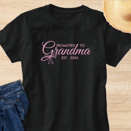 Minimalist Pink Promoted To Grandma Est Year T-shirt