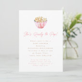 Minimalist Pink She's Ready to Pop Baby shower Kaart (Staand voorkant)