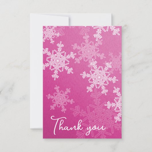 Minimalist Pink Snowflakes Baby shower Bedankt (Voorkant)