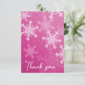 Minimalist Pink Snowflakes Baby shower Bedankt (Staand voorkant)