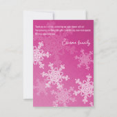 Minimalist Pink Snowflakes Baby shower Bedankt (Achterkant)