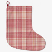 Minimalist Pink Tartan Dog Christmas Stocking Grote Kerstsok (Voorkant)