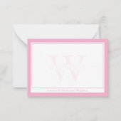 Minimalist Pink Two Border Monogram Couple Notitiekaartje (Voorkant)
