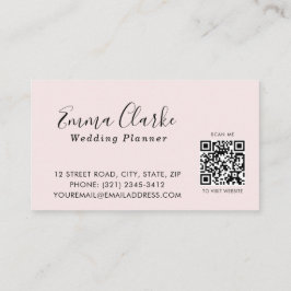 Minimalist Pink Wedding Scan Code Business Card Visitekaartje