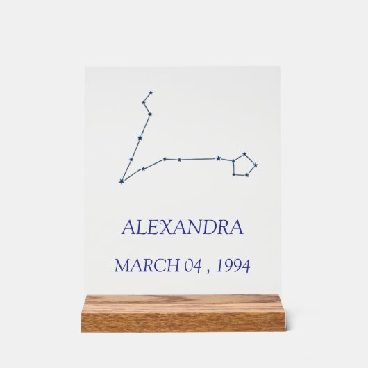 Minimalist Pisces Constellation Acrylic Sign - Per Acryl Bord (Voorkant)
