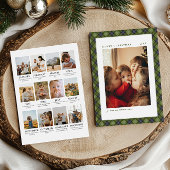 Minimalist Plaid Christmas Year Review Photo Feestdagenkaart