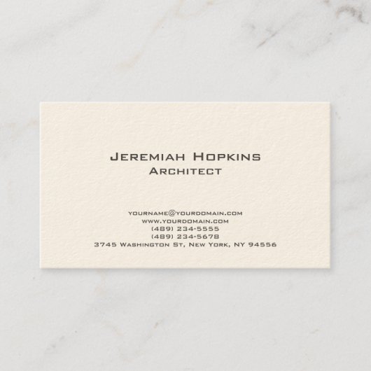 Minimalist Plain Architect Company Cream Visitekaartje (Voorkant)