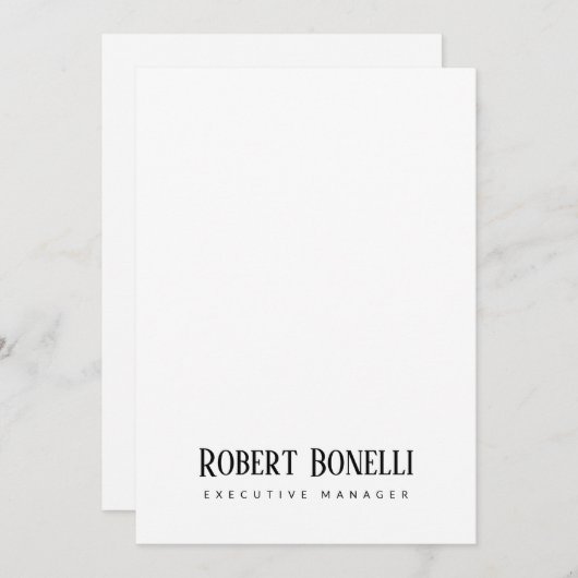 Minimalist Plain Black & White Modern Plain Card (Voorkant / Achterkant)