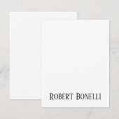 Minimalist Plain Black & White Modern Plain RSVP Kaartje (Voorkant / Achterkant)