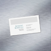 Minimalist Plain Blue & White Grey Modern  Magnetisch Visitekaartje (Voorbeeld)