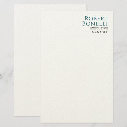 Minimalist Plain Blue & White Modern Briefpapier (Voorkant / Achterkant)