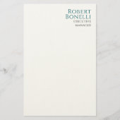 Minimalist Plain Blue & White Modern Briefpapier (Voorkant)