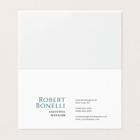 Minimalist Plain Blue & White Modern Visitekaartje (Buitenkant ongevouwen)