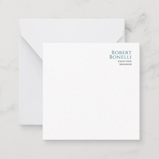 Minimalist Plain Blue & White Modern Your Name Notitiekaartje (Voorkant)