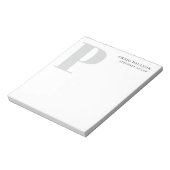 Minimalist Plain Modern Grey Monogram Name Title Notitieblok (Linkerzijde)
